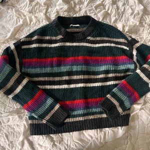 EUC American Eagle Cropped Striped Crewneck Sweater